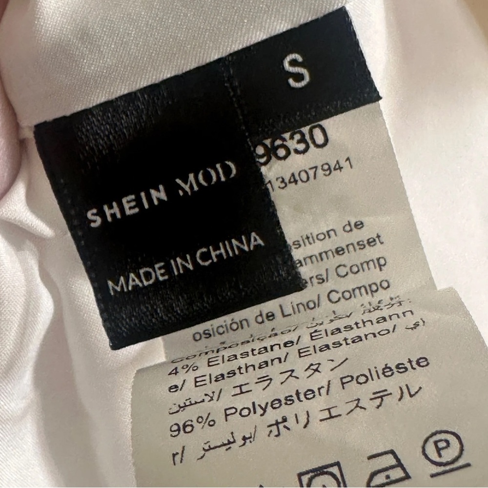 Shein MOD Silk/Satin White V Neck Ruched Mini Dress - Picture 4 of 4